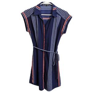 Express blue & pink striped button up Shirt mini dress XS